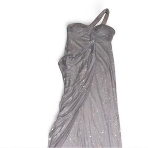 Sparkly Silver One-Shoulder Prom Dress